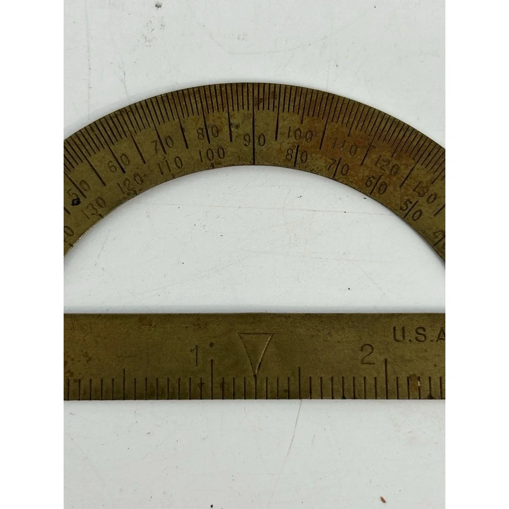 Vintage Brass Protractor Made In USA